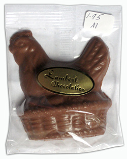 Chocolate chicken in basket